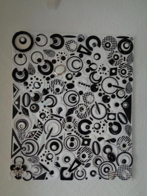 Schilderij Abstract Zwart Wit 50 x 60 cm Nr ZW 55, Antiek en Kunst, Kunst | Schilderijen | Abstract, Ophalen