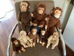 Oude apen familie 8 stuks mogen verhuizen,houtwol,pieper., Antiek en Kunst, Antiek | Speelgoed, Ophalen of Verzenden