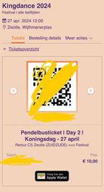 Pendelbuskaartje kingdance zwolle 27 april, Tickets en Kaartjes, Cadeaubon, Overige typen, Eén persoon