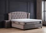 Tweepersoons Boxspring Hadise Grijs 180x200, Ophalen, Gebruikt, Tweepersoons, 180 cm