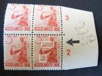 plaatfout ned.indie  334 p1, postfris blokje van 4., Postzegels en Munten, Postzegels | Nederland, Verzenden, Na 1940, Postfris