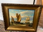 Prachtige olieverf zeegezicht met boten schilderij, Antiek en Kunst, Ophalen of Verzenden