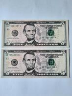 2x5 dollar 2021 usa unc kk  f.11.2, Postzegels en Munten, Bankbiljetten | Amerika, Ophalen of Verzenden