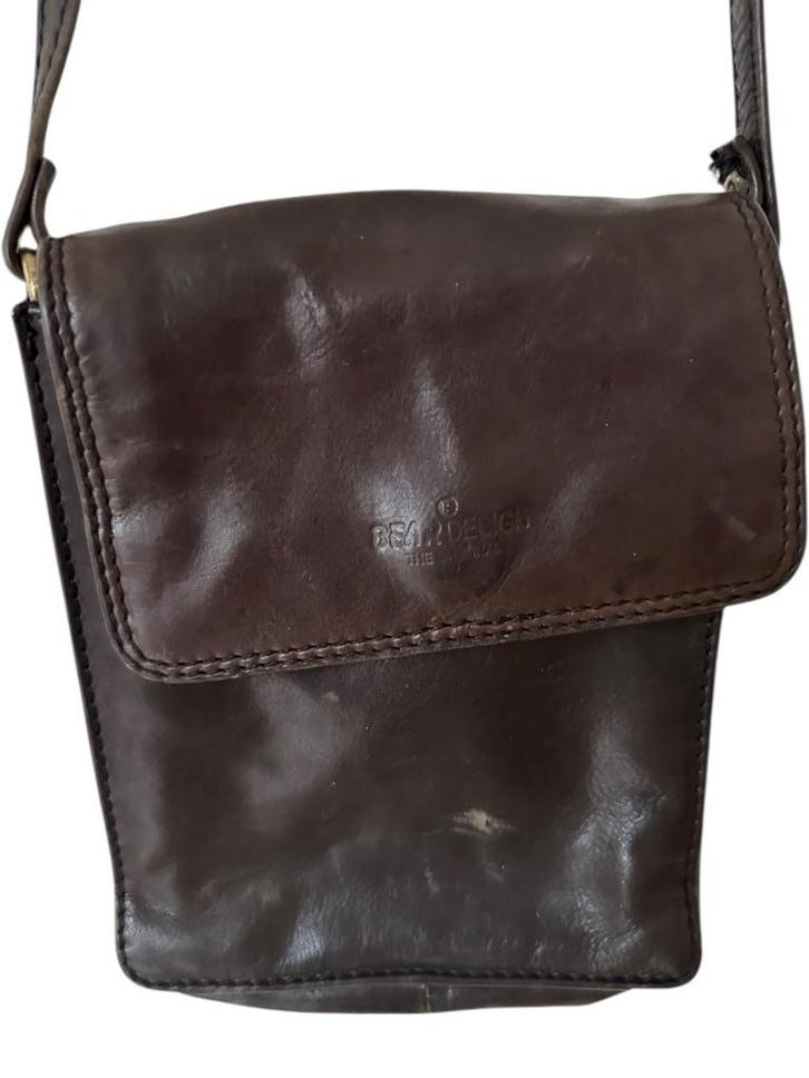Bear Design schoudertas, Sieraden, Tassen en Uiterlijk, Tassen | Schoudertassen, Zo goed als nieuw, Bruin, Leer, Verzenden