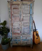 Massief indiase houten kast, Ophalen, Met deur(en), Zo goed als nieuw, Minder dan 150 cm