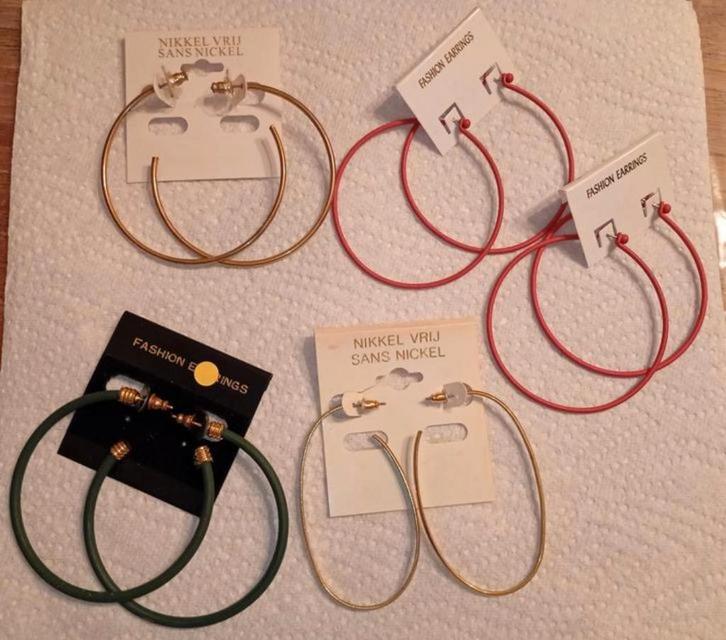 5 paar Vintage Oorbellen / Oorbel Ringen., Sieraden, Tassen en Uiterlijk, Oorbellen, Gebruikt, Overige materialen, Goud, Ophalen