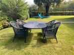 Tuinset - tafel met 4 stoelen - zwart kunststof, Tuin en Terras, Tuinsets en Loungesets, Ophalen, 4 zitplaatsen, Kunststof, Tuinset