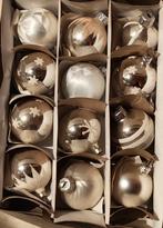 Setje van 12 vintage glazen antieke zilveren kerstballen, Diversen, Kerst, Ophalen