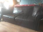 Mooie bruine lederen bank - 3 persoons, Huis en Inrichting, Banken | Bankstellen, Ophalen, Gebruikt, Klassiek, Driepersoons