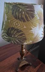 Vintage schemerlamp koperen voet antiek landelijk, Huis en Inrichting, Lampen | Tafellampen, Ophalen, Gebruikt, Minder dan 50 cm