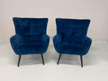 Set van 2 velvet fauteuils | Koningsblauw beschikbaar voor biedingen