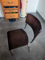 Vintage bruine stoel met metalen frame, Huis en Inrichting, Stoelen, Gebruikt, Bruin, Vintage, Ophalen of Verzenden