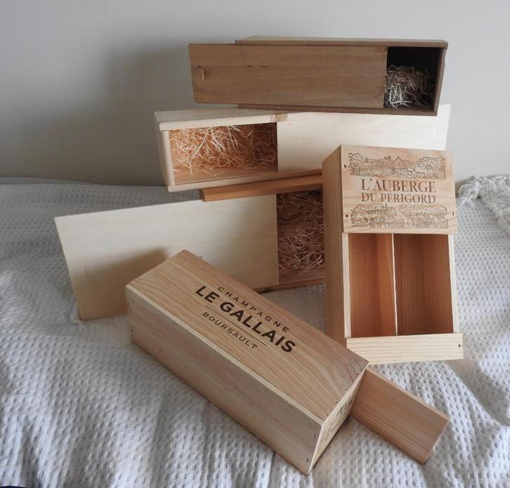 Vier Wijnkistjes in verschillende formaten., Verzamelen, Biermerken, Zo goed als nieuw, Overige typen, Overige merken, Ophalen of Verzenden