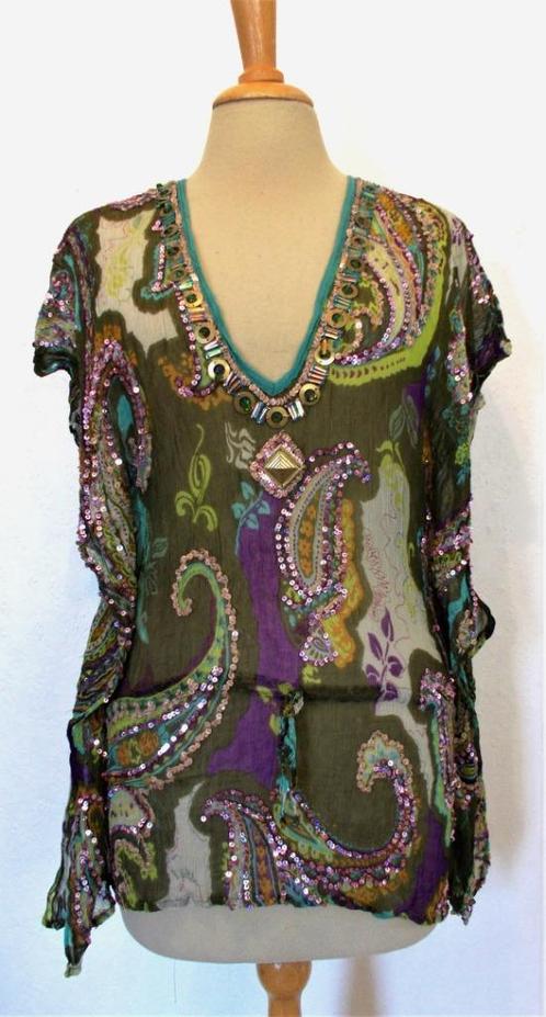 Mooie groene bewerkte top/tuniek van Beauregard! M, Kleding | Dames, Tops, Zo goed als nieuw, Maat 38/40 (M), Groen, Korte mouw