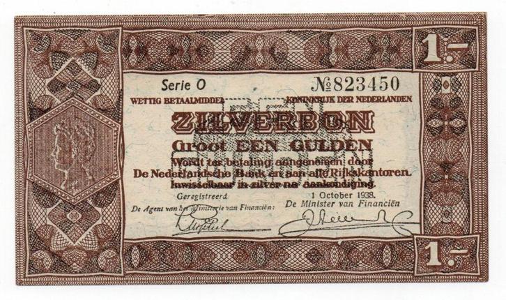 1 gulden 1938 - 1 letter serienummer - 009, Postzegels en Munten, Bankbiljetten | Nederland, Los biljet, 1 gulden, Verzenden