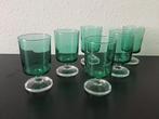 6 Luminarc Esmerald groen glazen op een voetje., Ophalen of Verzenden, Zo goed als nieuw