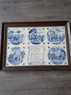 Antieke vintage tabaks Delfts Blauw Tegels in Houten Lijst, Ophalen of Verzenden