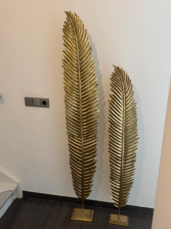 Exclusieve gouden verenbeelden op voet luxe  (set van 2), Huis en Inrichting, Woonaccessoires | Overige, Zo goed als nieuw, Ophalen of Verzenden