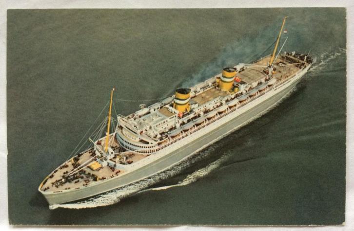 S.S. Nieuw Amsterdam Holland America Line van bovenaf gezien, Verzamelen, Scheepvaart, Gebruikt, Kaart, Foto of Prent, Motorboot