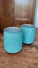 2 nieuwe windlichten Eucalyptus kleur KSD mintgroen zilver, Ophalen of Verzenden, Nieuw, Overige materialen, Minder dan 25 cm