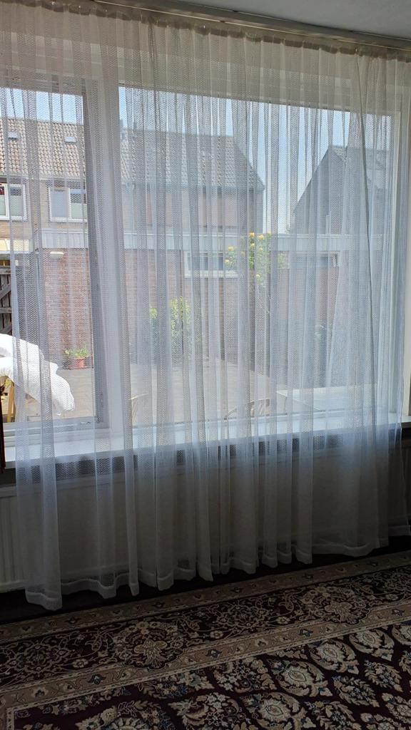 Vitrage witte gordijnen, Huis en Inrichting, Stoffering | Gordijnen en Lamellen, Zo goed als nieuw, 200 cm of meer, 200 cm of meer