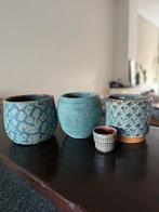 Blauw Bloempotten, Tuin en Terras, Bloempotten, Ophalen, Gebruikt, Rond, Binnen