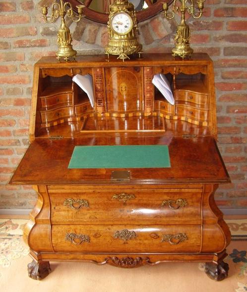 Antiek wortelnoten bureau secretaire commode ca 1880., Antiek en Kunst, Antiek | Meubels | Kasten, Ophalen