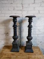 Brocante 70 cm hoog gietijzeren kandelaar prijs per stuk, Ophalen of Verzenden
