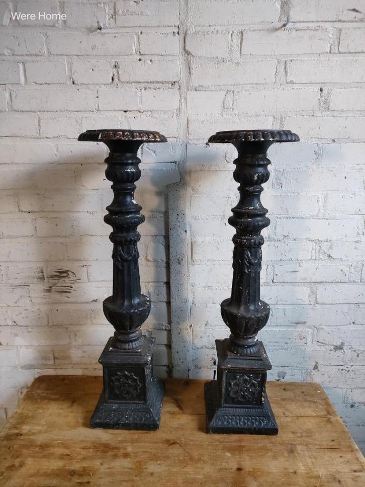 Brocante 70 cm hoog gietijzeren kandelaar prijs per stuk, Antiek en Kunst, Curiosa en Brocante, Ophalen of Verzenden