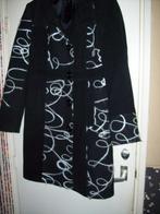 Lange Wollen Jas zwarte met witte draden (M)40, Maat 38/40 (M), Zwart, Ophalen of Verzenden, Zo goed als nieuw