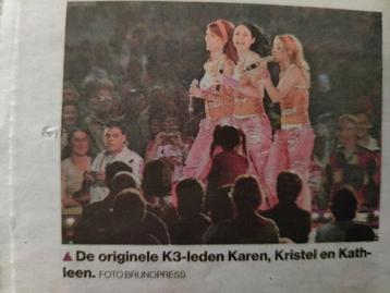 De originele K3 na 16 jaar nog niet geluwd. Krantenartikel  beschikbaar voor biedingen