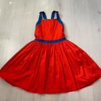 rode JACADI overgooier jurk met blauwe bies mt 152 blote rug, Verzenden, Zo goed als nieuw, Meisje, Jurk of Rok