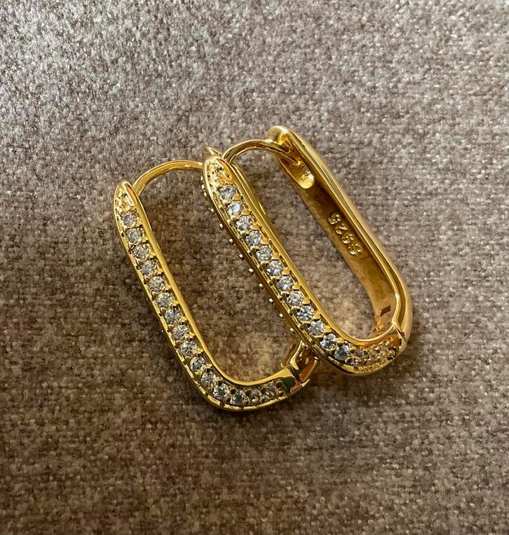 Oorbellen creolen goud zilver NIEUW Swarovski kristal parel, Sieraden, Tassen en Uiterlijk, Oorbellen, Zo goed als nieuw, Goud