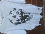 Wit t shirt met doodskop in soort rubber.maat l, Ophalen, Nieuw, Wit