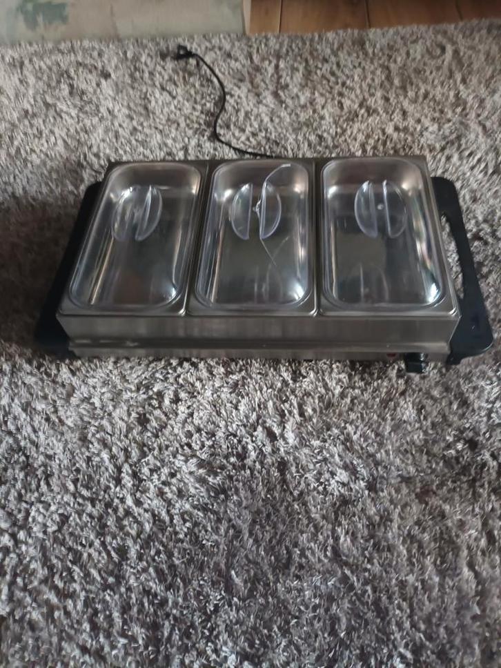 Warmhoudpan met 3 schalen, Witgoed en Apparatuur, Fonduesets, Gebruikt, Elektrisch, Ophalen of Verzenden
