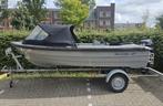 Mooie Seafinder 435 Nardo grey met 9,8pk motor en trailer, Ophalen, Tot 10 pk, Zo goed als nieuw, 3 tot 6 meter