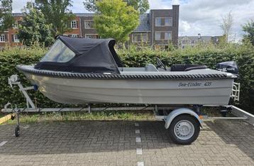 Mooie Seafinder 435 Nardo grey met 9,8pk motor en trailer beschikbaar voor biedingen