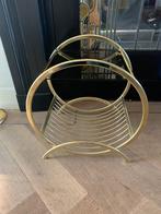 Messing tafeltje met rookglas en tijdschriftenrek vintage, Huis en Inrichting, Tafels | Bijzettafels, Minder dan 55 cm, Gebruikt