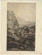 Jan Coenraad Nachenius ets "Rotslandschap", gesigneerd, Ophalen