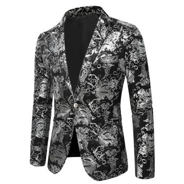 Barok zilveren zwarte heren blazer colbert paisley bloemen beschikbaar voor biedingen