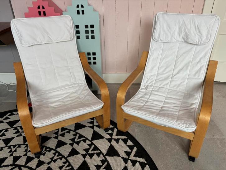 Ikea Poang kinderfauteuils (2 stuks), Huis en Inrichting, Fauteuils, Zo goed als nieuw, 50 tot 75 cm, 75 tot 100 cm, Ophalen of Verzenden