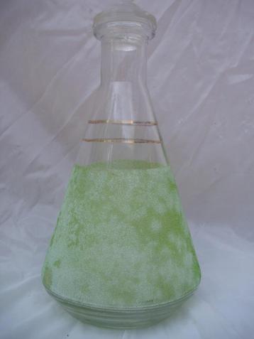 Deels Groen Glazen Karafje Erlenmeyervorm Laboratoriumglas beschikbaar voor biedingen