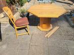 Blank eiken eethoek 1.20 diameter met 4 bijpassende stoelen., Huis en Inrichting, Tafels | Eettafels, Ophalen, Gebruikt, 100 tot 150 cm