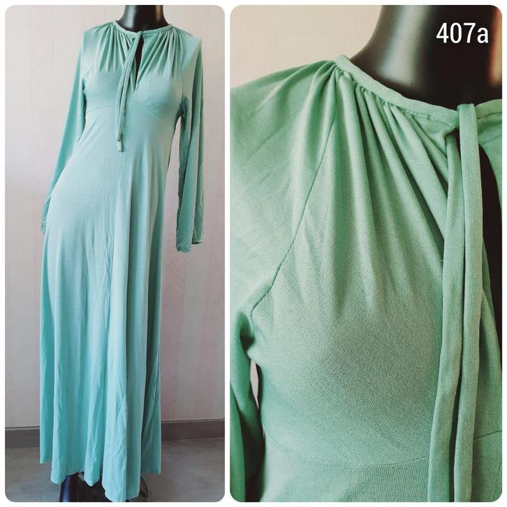 Hippe vintage Engelse maxi jurk mt 36, Kleding | Dames, Jurken, Zo goed als nieuw, Maat 36 (S), Groen, Onder de knie, Ophalen of Verzenden