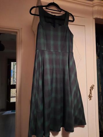 Mooie tartan jurk zwart groen-petrol,maat L topvintage beschikbaar voor biedingen