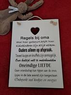 Tekstbord: regels bij oma. Hout. 35 x 26, Ophalen of Verzenden, Zo goed als nieuw