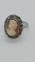Zilveren Vintage Cameo Ring Markasiet - Maat 53, Sieraden, Tassen en Uiterlijk, Ringen, Ophalen of Verzenden, Kleiner dan 17, Zilver
