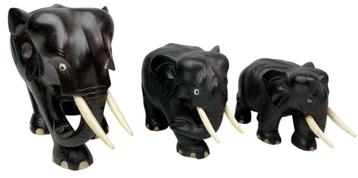 Drie olifanten - decoratieve ebbenhouten beelden beschikbaar voor biedingen