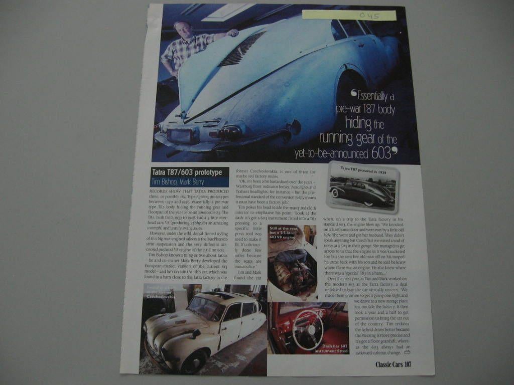 TATR 045 TATRA T87 / 603 prototype, knipsel 1997, Ophalen of Verzenden, Zo goed als nieuw, Overige merken