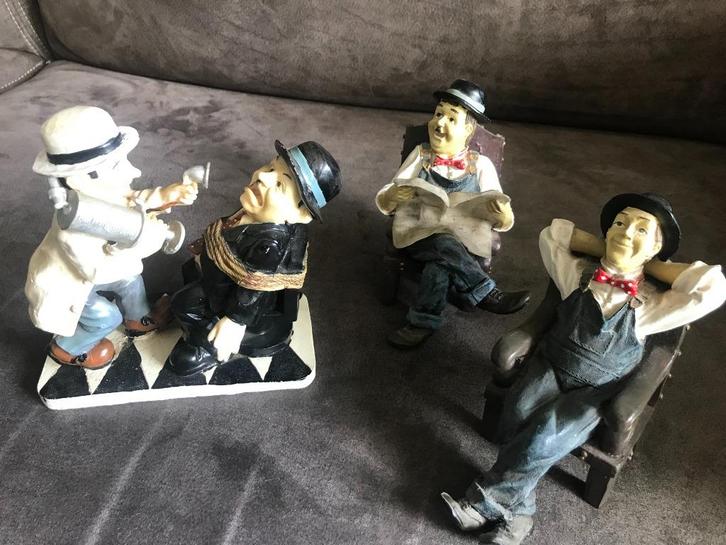 3 Leuke Laurel en Hardy Beeldjes., Verzamelen, Beelden en Beeldjes, Zo goed als nieuw, Mens, Ophalen of Verzenden